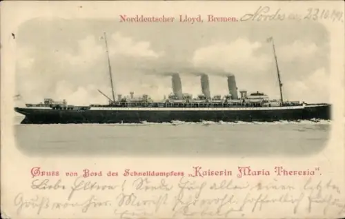 Ak Schnelldampfer Kaiserin Maria Theresia, Norddeutscher Lloyd Bremen