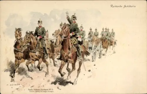 Künstler Ak Becker, Carl, Reitende Artillerie, Kavallerie