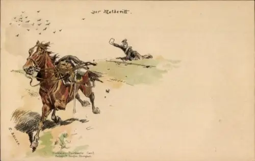Künstler Ak Becker, Carl, Der Melderitt, Württembergischer Kriegerbund