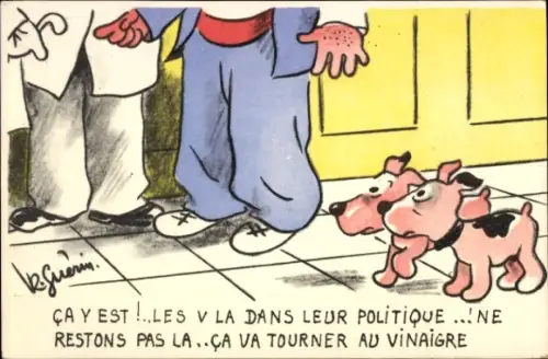 Künstler Ak Guerin, Hunde, Humor