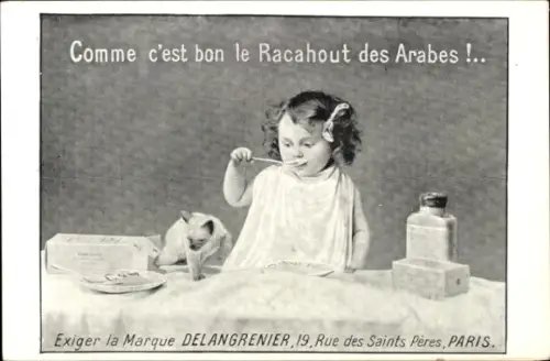 Ak Reklame, Racahout des Arabes, Delangrenier, Rue des Saints Peres, Paris