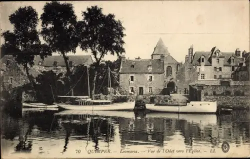 CPA Quimper Finistère, Locmaria, Vue de l'Odet vers l'Église