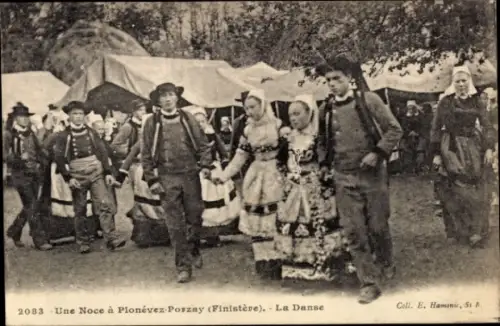 Ak Plonévez Porzay Finistère, La Danse, Trachten, Paartanz