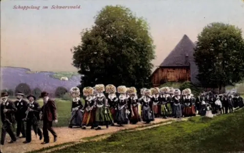 Ak Schappelzug im Schwarzwald, Volkstrachten