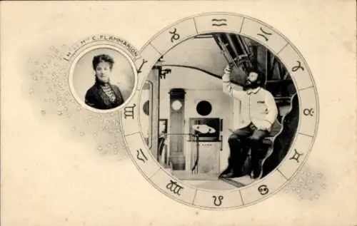 Ak Camille Flammarion und Gabrielle Renaudot Flammarion, Astronomin