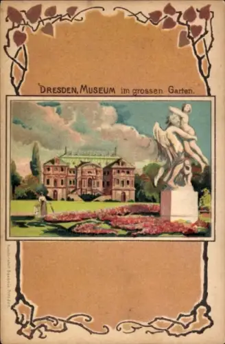 Passepartout Ak Dresden, Museum, Großer Garten