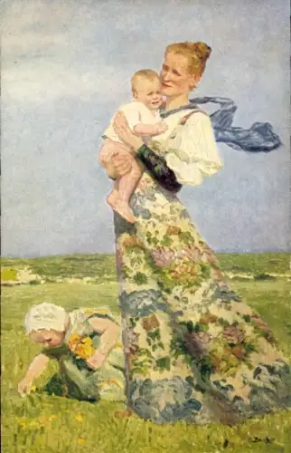 Künstler Ak Bantzer, Dresden, Margarittentag 1911, Mutter mit Kindern