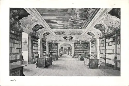 Ak Kremsmünster in Oberösterreich, Benediktinerstift, Bibliothek