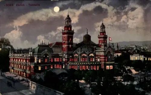 Mondschein Ak Zürich Stadt Schweiz, Tonhalle