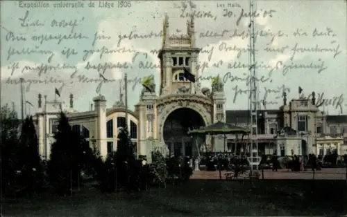 Ak Liège Lüttich Wallonien, Exposition universelle, Les Halls, 1905