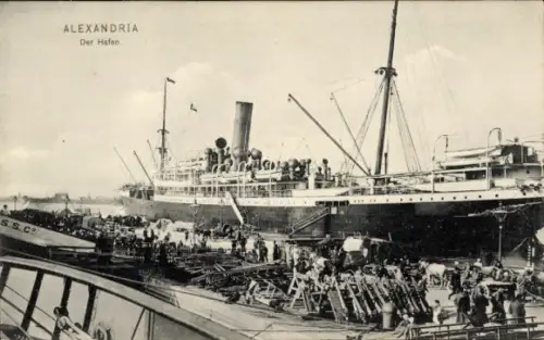 Ak Alexandria Ägypten, Hafen, Dampfer