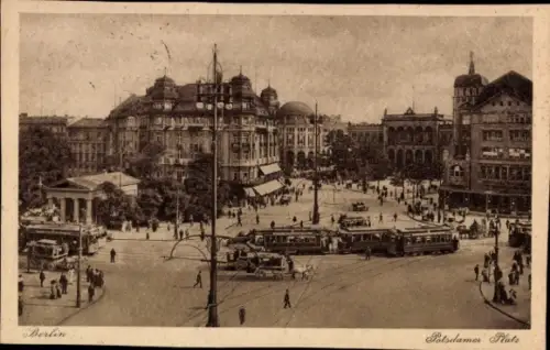 Ak Berlin Tiergarten, Potsdamer Platz, Straßenbahn