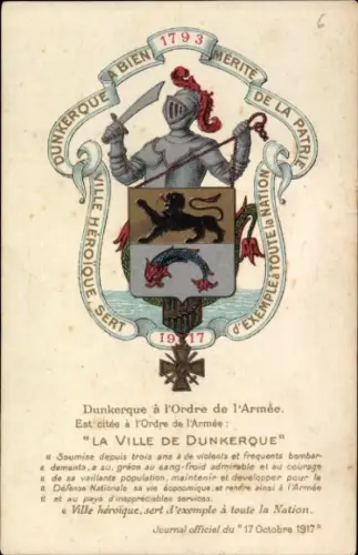 Wappen Ak Dünkirchen Nord, Ost zitiert im Heeresorden, Ritter