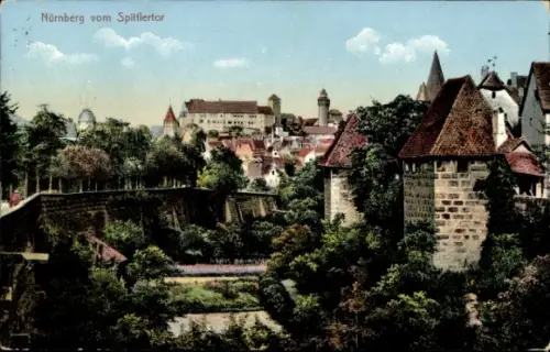 Ak Nürnberg in Mittelfranken, Burg vom Spittlerberg aus gesehen