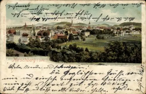 Ak Jelenia Góra Hirschberg Riesengebirge Schlesien,  Landschaft, Verlag von Juli Ewald, Grüße