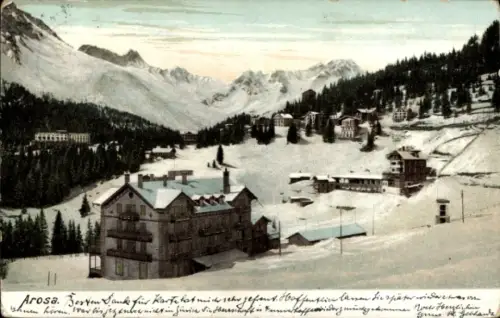 Ak Arosa Kanton Graubünden Schweiz, Schneelandschaft, Berge, Hotel, Arosa