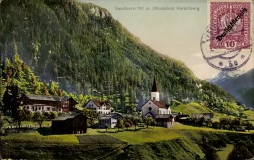 Ak Gaschurn in Vorarlberg,  Vorarlberg, Berge, Kirche, 951 m