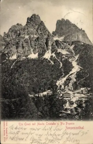 Ak Ampezzo Friuli Venezia Giulia Italien, Tre Croci mit Monte Cristallo und Piz Popena