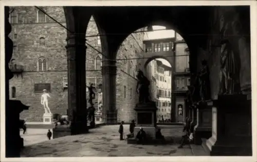 Ak Firenze Florenz Toscana, Loggia dei Lanzi, Statuen, Menschen,  Italien