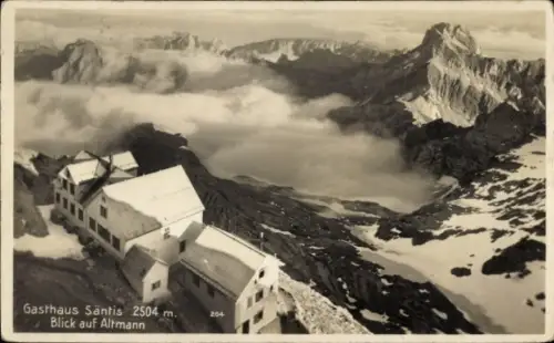 Ak Halbkanton Appenzell Außerrhoden, Berg Säntis, Gasthaus Säntis, Blick auf Altmann