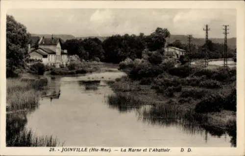 Ak Joinville le Pont Val de Marne,  La Marne, Abattoir, Flusslandschaft, Bäume, Gebäude