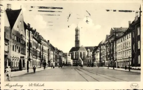 Ak Augsburg in Schwaben,  St. Ulrich, Straßenansicht,  Gebäude