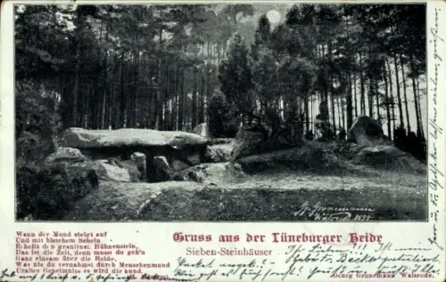 Ak Bergen in der Lüneburger Heide, Sieben Steinhäuser