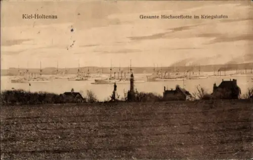 Ak Holtenau Kiel, Gesamte Hochseeflotte im Kriegshafen