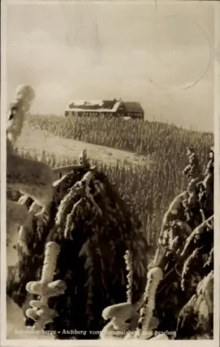 Ak Aschberg Klingenthal im Vogtland Sachsen, Jugendherberge vom Rammelsberg gesehen, Winter