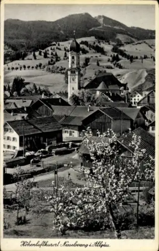 Ak Nesselwang im Allgäu, Teilansicht vom Ort, Kirche