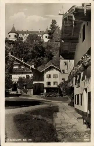 Ak Neubeuern in Oberbayern,   Gebäude, Pferdewagen, Natur