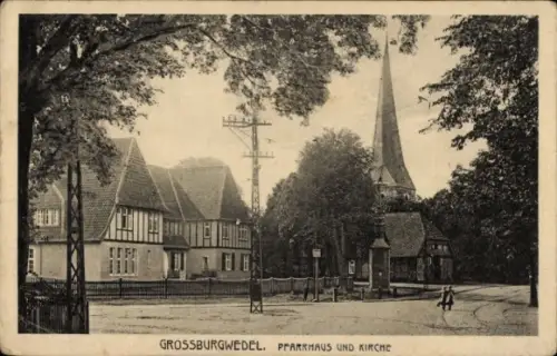 Ak Großburgwedel Burgwedel Niedersachsen, Pfarrhaus, Kirche