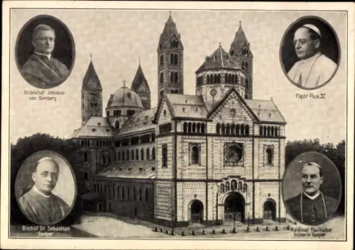 Ak Speyer, Eucharistischer Diözesan-Kongress 1925, Papst Pius XI, Bischof Sebastian, Kard. Faulhaber