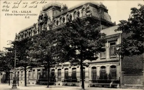 Ak Lille Nord,  L'Ecole Supérieure (Franklin), Bäume, Straßenansicht