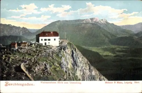 Ak Berchtesgaden in Oberbayern,  Watzmannhaus, Blick zum Untersberg, farbige 