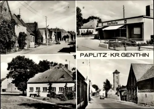 Ak Paplitz Genthin am Elbe Havel Kanal, Karl-Marx-Straße, Konsum-Kaufhalle, Bahnhofstraße