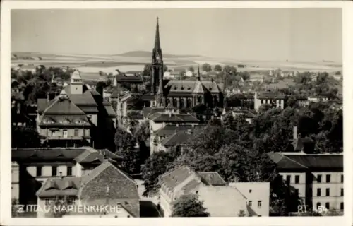 Ak Zittau in Sachsen, Panorama, Marienkirche