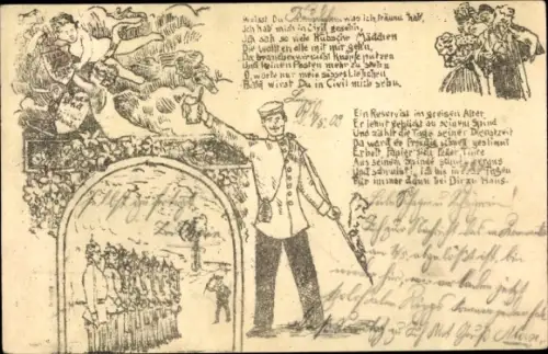 Ak Reserve-Soldaten, Soldatenliebe, Soldaten stehen in der Reihe