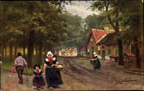 Künstler Ak Gerstenhauer, Johann Georg, Personen in niederländischer Tracht