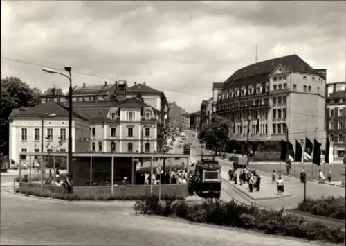 Ak Plauen Vogtland, Bahnhofstraße, Straßenbahn