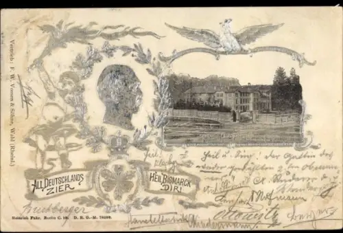 Präge Ak Friedrichsruh Aumühle Schleswig Holstein, Fürst Otto von Bismarck, Schloss Friedrichsruh