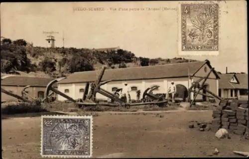 Ak Diego Suarez Antsiranana Madagaskar, Vue d'une partie de l'Arsenal, Marine