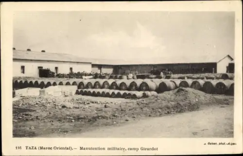 Ak Taza Marokko, Maroc Oriental, Manutention militaire, camp Girardot