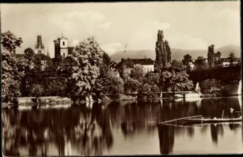 Ak Litoměřice Leitmeritz Region Aussig, Partie an der Elbe
