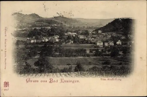 Ak Bad Kissingen Unterfranken Bayern, Panorama vom Staffelberg