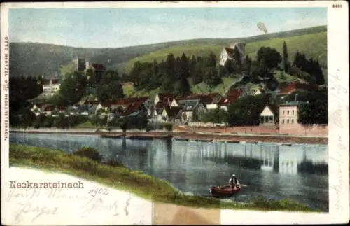 Ak Neckarsteinach in Hessen, Gesamtansicht, Neckarpartie
