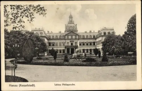 Ak Hanau im Main Kinzig Kreis Hessen, Blick vom Park auf Schloß Philippsruhe