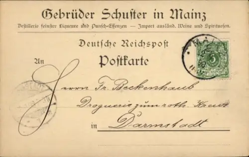 Ak Mainz am Rhein, Gebrüder Schuster, Rheinallee 25, Destillerie feinster Liqueure