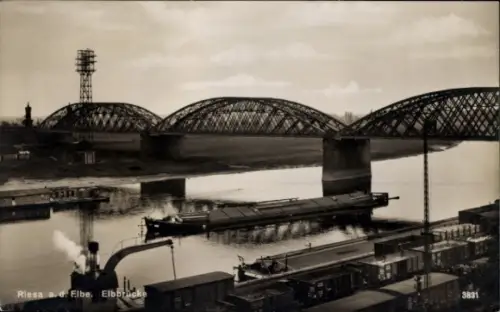 Ak Riesa an der Elbe Sachsen, Elbbrücke