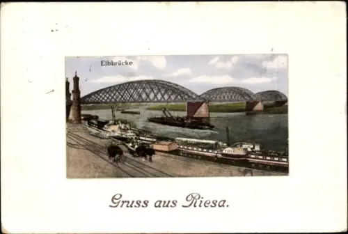 Ak Riesa an der Elbe Sachsen, Elbbrücke